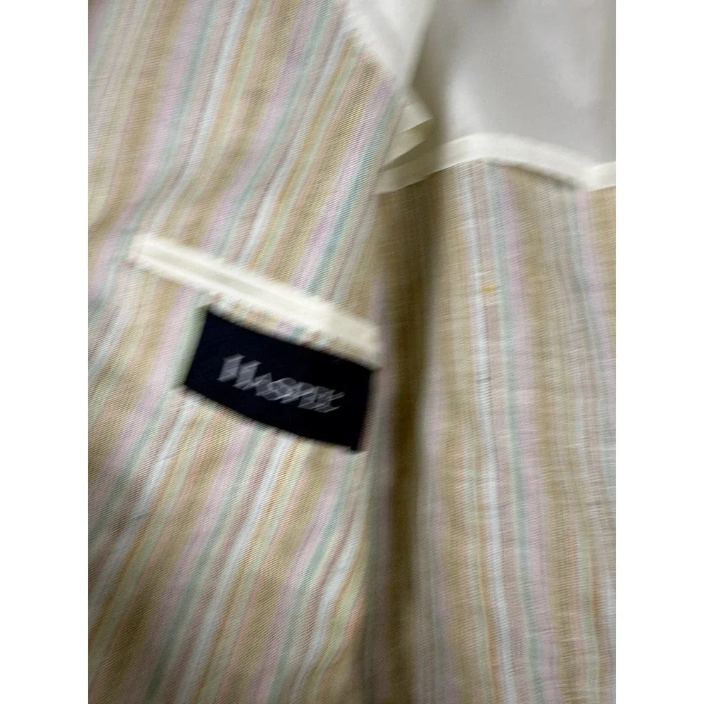 Haspel Sports Coat Men's 40R 100% Linen 3-Button Blazer Multicolor Stripe